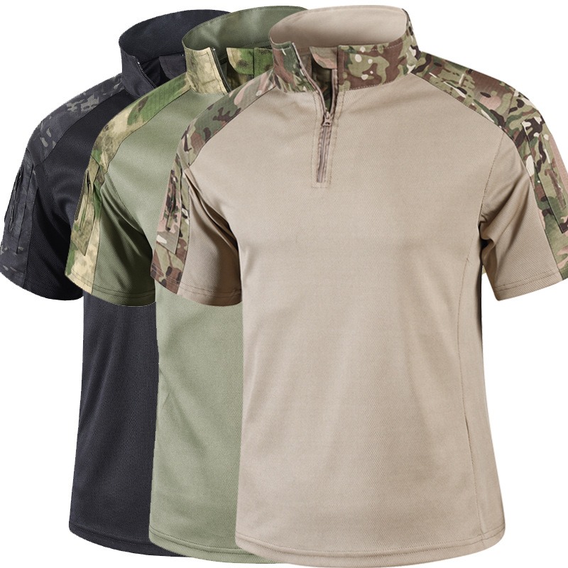 Hunting Outdoor Shirts - メンズ夏迷彩戦術シャツ半袖速乾戦闘 Tシャツ男性の軍 Tシャツ屋外狩猟服ハイキングシャツ