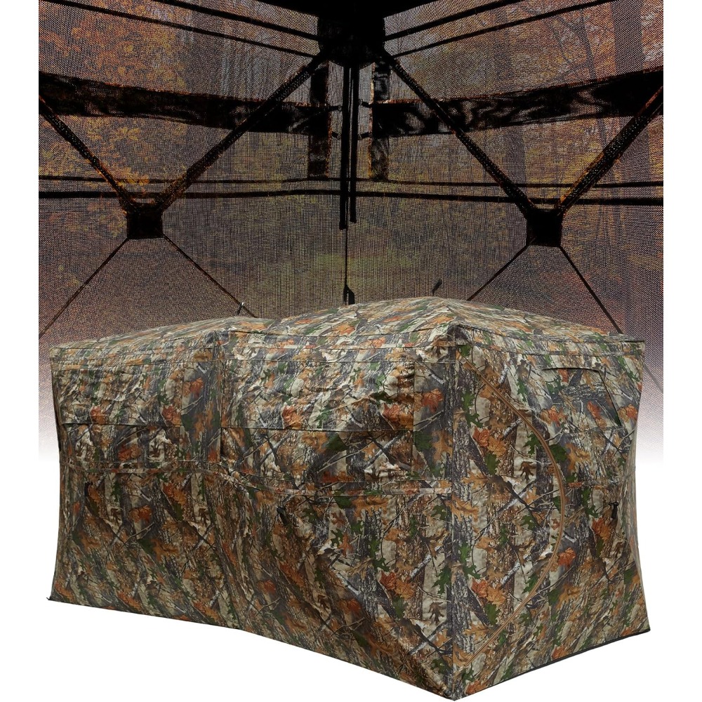 Hunting & Outdoor Supplies Vanderbijlpark Photos - ポップアップ式地上狩猟用ブラインド（270度） ° シースルービューウィンドウ4-6人用ハンター防水迷彩ハンティングテント頑丈な持ち運び用