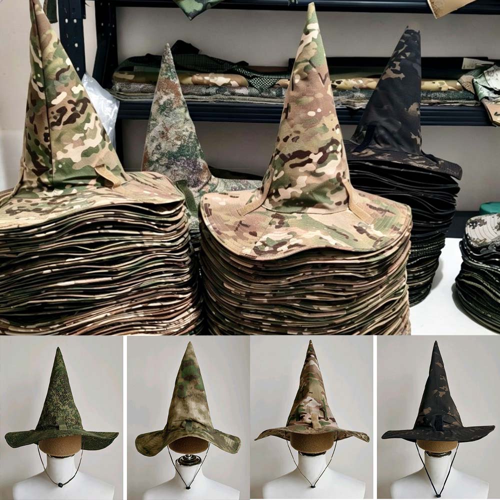 Hunting Outdoor Hats - マジックウィザードハット戦術迷彩ハンティングブーニーハットエアソフトウィザードつば付きサンキャップ屋外コスプレ釣りキャンプハイキング用