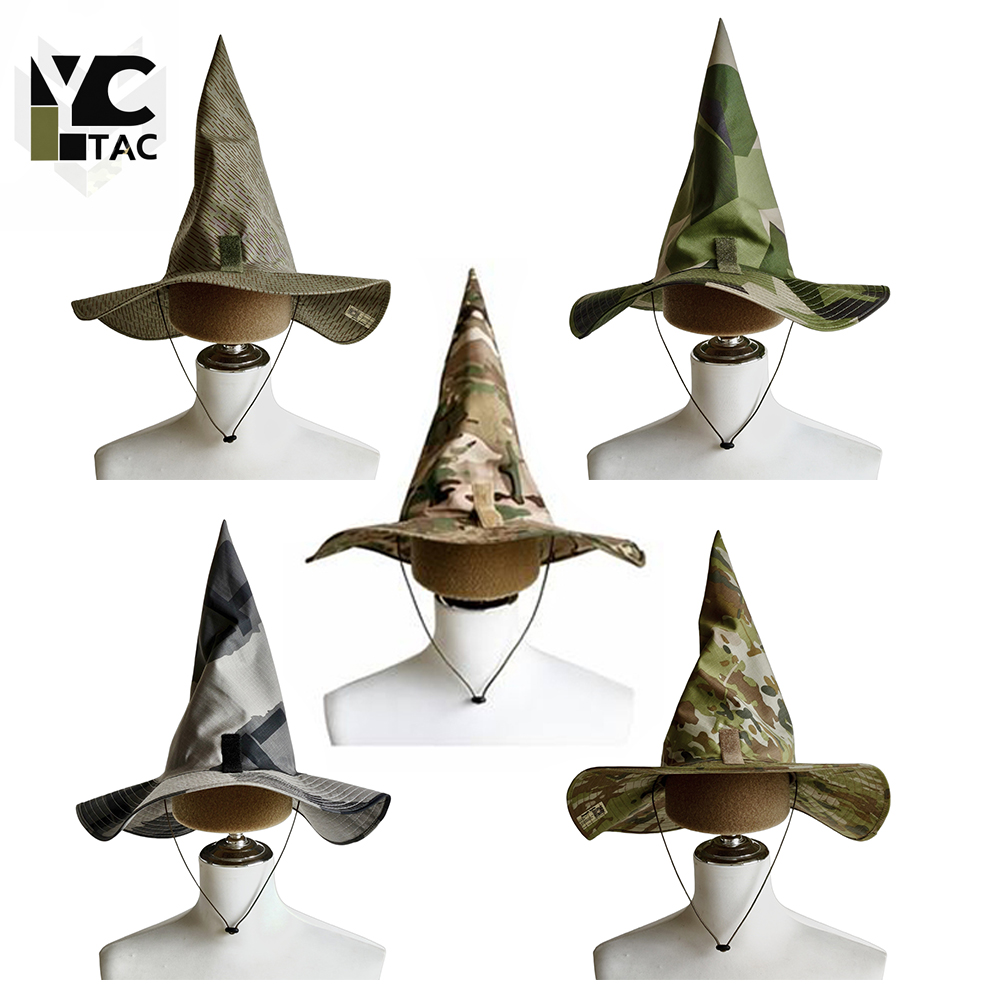 Hunting Outdoor Hats - YCTAC 迷彩ウィザードハット戦術ブーニーハット迷彩エアソフトサンキャップ屋外ハンティングキャップ迷彩軍帽子 CS ペイントボールコスプレギア