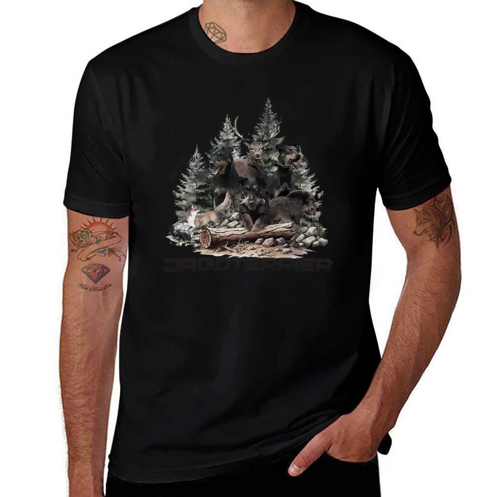 Wildman Hunting & Outdoor Polokwane Photos - ジャーマン・ハンティング・テリアは野生の狩猟の仲間です Tシャツ 高弾性スポーツTシャツ