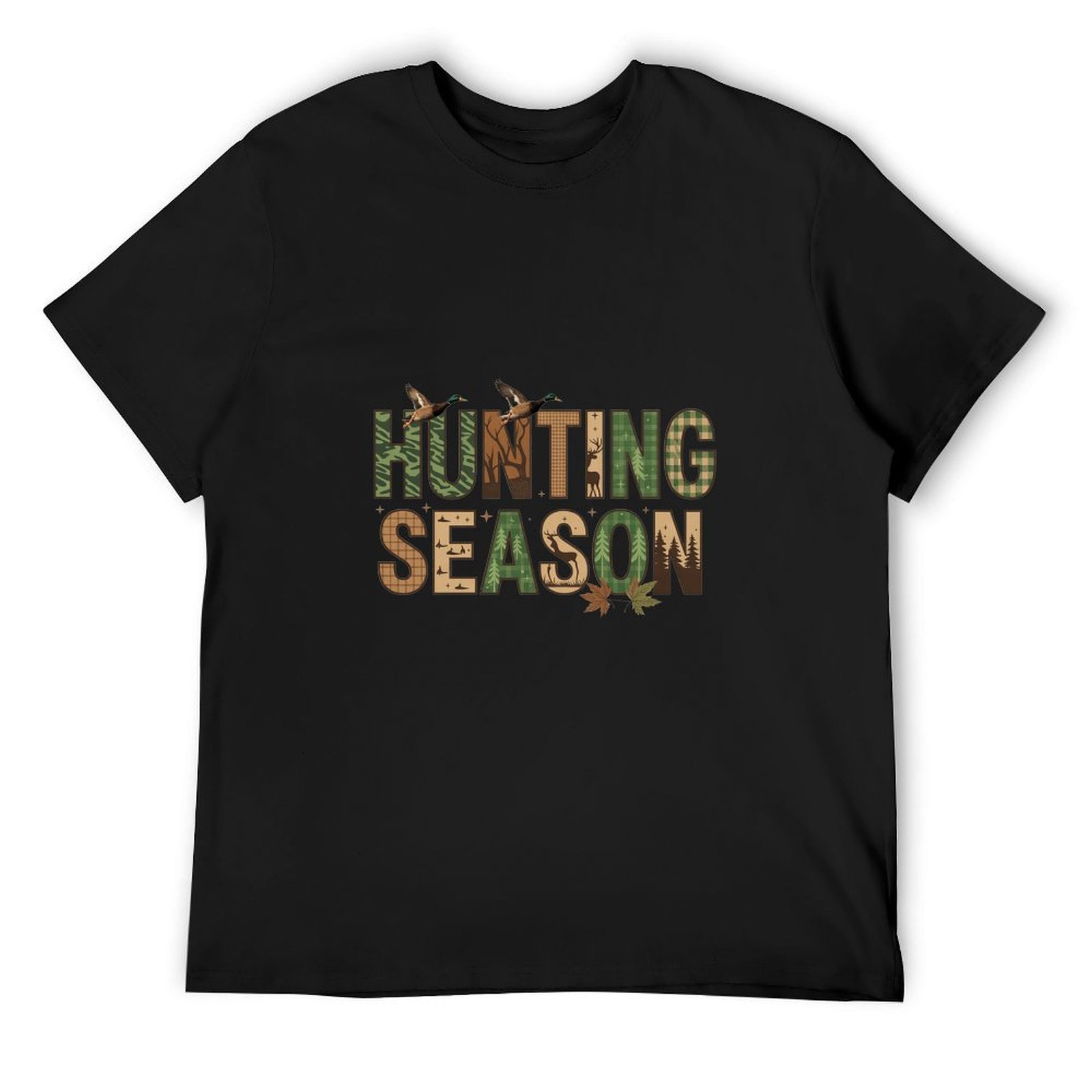 Hunting Outdoor Day - お父さんアウトドアハンティングフィッシングカモフラージュ鹿柄ブラックコットンTシャツ父の日カジュアルギフトストリートウェアTシャツ