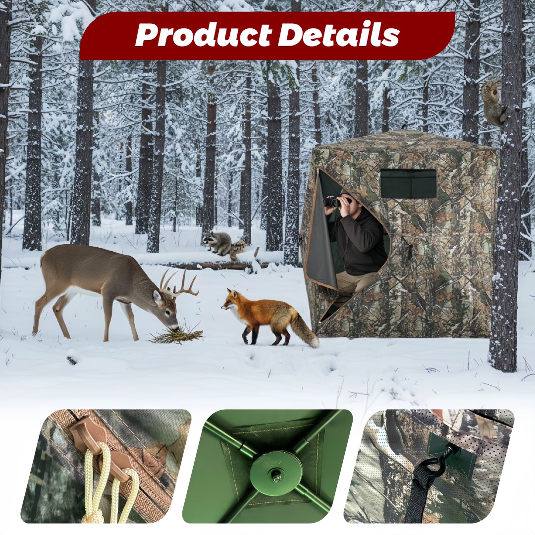 Hunting Outdoors - 迷彩柄ポップアップハンティングブラインド、簡単設置、地上設置型シェルター、屋外用カモブラインド、鹿、七面鳥、アヒル、アーチェリーシーズン用収納付き