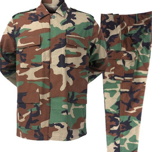 Hunting Outdoors - メンズBDU迷彩柄2ピースセット タクティカルトレーニングスーツ アウトドアワーク ハンティング キャンプ ハイキング