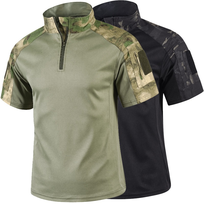 メンズ夏迷彩戦術シャツ半袖速乾戦闘 Tシャツ男性の軍 Tシャ - Hunting Outdoor Shirts のレビューと価格