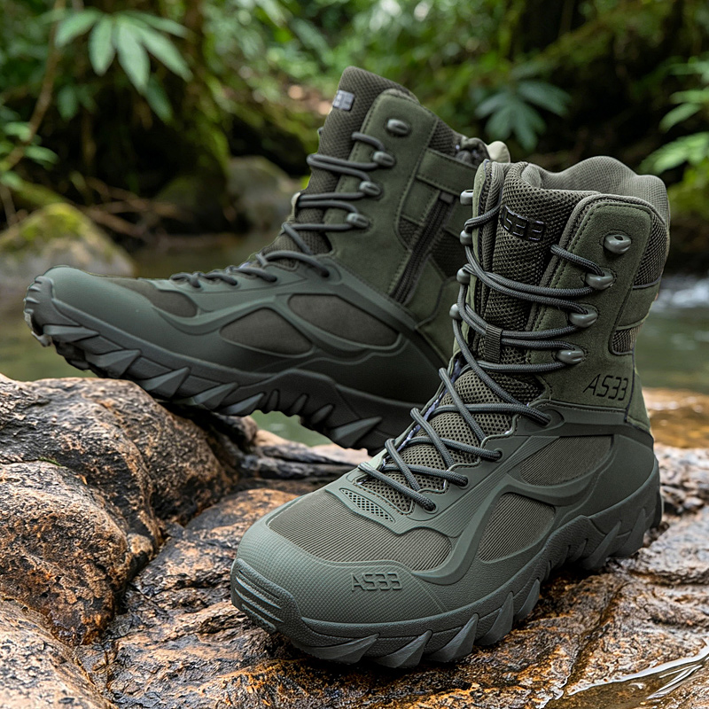 男性の戦術的なブーツカジュアル超軽量トレーニング安全作業防水 - Hunting Outdoor Boots のレビューと価格