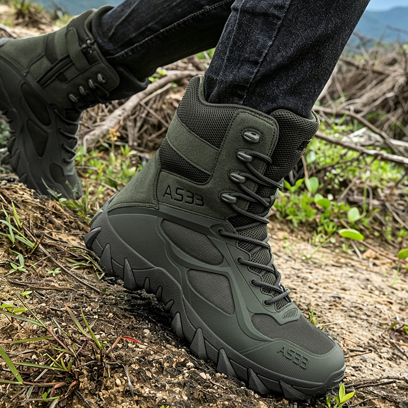 男性の戦術的なブーツカジュアル超軽量トレーニング安全作業防水 - Hunting Outdoor Boots のレビューと価格