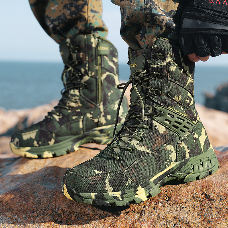 高品質メンズアウトドアブーツ迷彩狩猟男トレッキングブーツ滑り - Hunting Outdoor Boots のレビューと価格