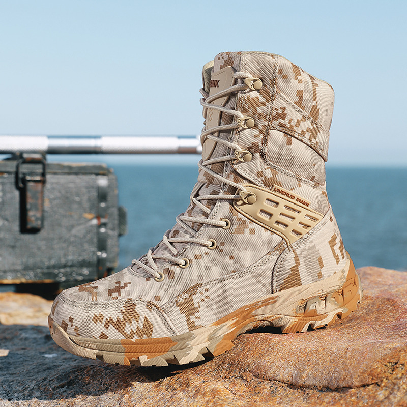 高品質メンズアウトドアブーツ迷彩狩猟男トレッキングブーツ滑り - Hunting Outdoor Boots のレビューと価格