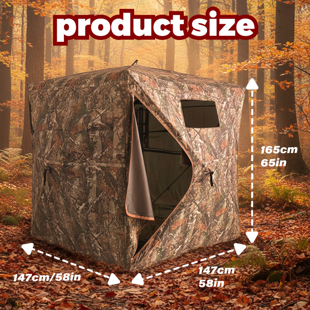 迷彩柄ポップアップハンティングブラインド、簡単設置、地上設置 - Hunting Outdoors のレビューと価格